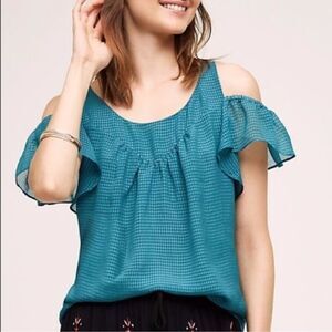 ANTHROPOLOGIE MAEVE Tavin Blouse Teal Women’s Size 10